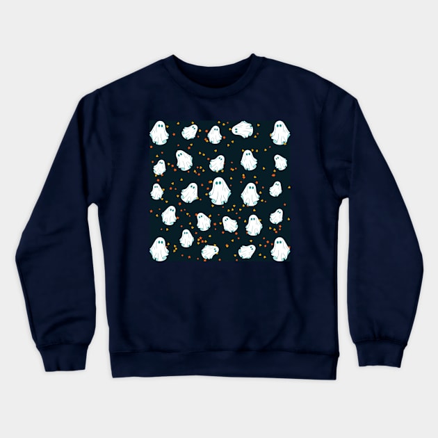 Halloween Ghosts Pattern Design Crewneck Sweatshirt by Cool and Awesome